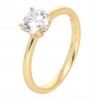 Pierścionek zaręczynowy złoty stal chirurgiczna r.19