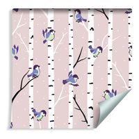 Tapeta Kolorowe Ptaki Wśród Brzóz