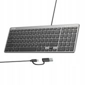 Klawiatura membranowa UNITEK SlimTap USB-C/USB-A