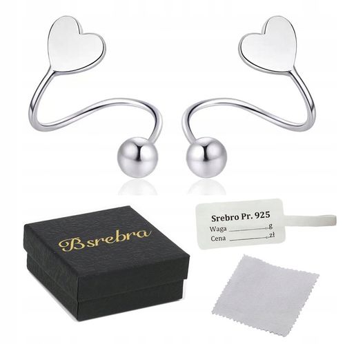 Kolczyki Srebrne PRÓBA 925 SREBRO Serca Sztyfty WKRĘTKI Damskie na Arena.pl