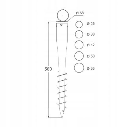 PODSTAWA SŁUPA WKRĘCANA DO ZIEMI 68z550 ŚWIDER KOTWA PWO 68 OCYNK DOMAX na Arena.pl