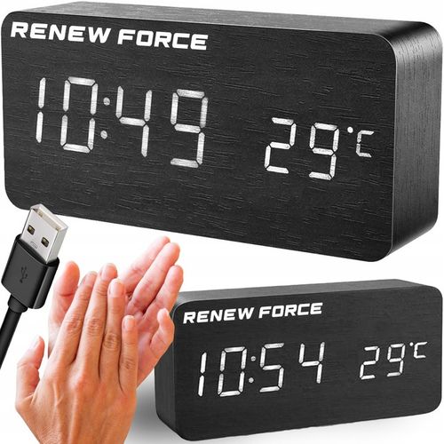 Zegar cyfrowy elektroniczny BUDZIK termometr Z CZUJNIKIEM dźwięku i na Arena.pl