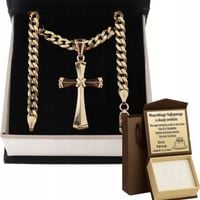 ZŁOTY PEŁNY ŁAŃCUSZEK MĘSKI PANCERKA Z KRZYŻYKIEM PR. 925 585 GRAWER GRATIS