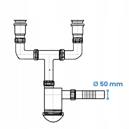 Syfon Zlewu DWUKOMOROWEGO 50 mm Odpływ PODWÓJNY Zlewozmywaka Sitko Manua W2 na Arena.pl