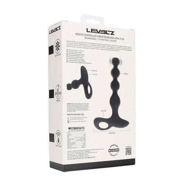 Remote Control Beaded Vibrating Silicone Anal Plug - Black zdjęcie 3