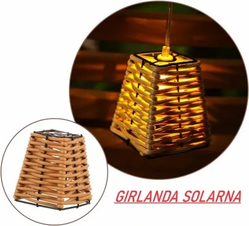 lampa solarna GIRLANDA 10ciepych LED dekoracja taras balkon koszyczek P-725 zdjęcie 6