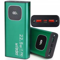 MOCNY POWERBANK 30000MAH 20W 1X MICRO USB USB-C 2X USB-A POWER BANK ZIELONY