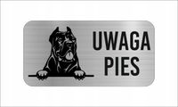 GRAWER Tabliczka nierdzewna 20x10 cm UWAGA PIES Cane corso