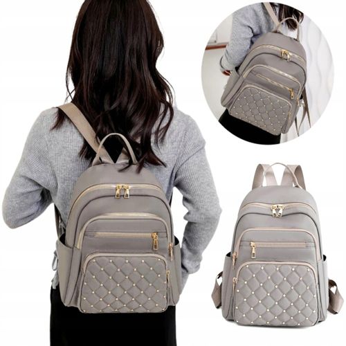 Szary Plecak Damski Elegancki | Pojemny 2w1 | Praca Szkoła na Arena.pl