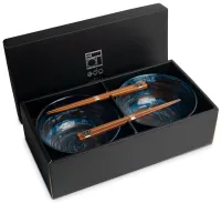 Zestaw misek do udonu Uzu niebieski, 4 elementy - Edo Japan