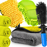 Zestaw Do Mycia Czyszczenia Osuszania Ręcznik Rękawica Szczotka Felg Auta
