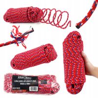 Lina wielofunkcyjna 8 mm x 50 m czerwona ogrodowa namiotu KD11023