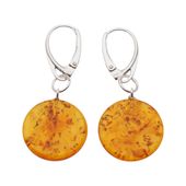 Kolczyki - koniakowy Bursztyn okrągły i srebro