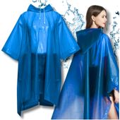 Niebieskie wodoodporne poncho przeciwdeszczowe narzutka