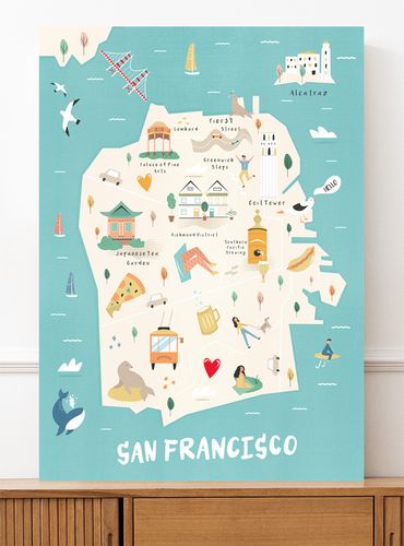 Plakat mapa ilustracja San Francisco 50x70 cm na Arena.pl