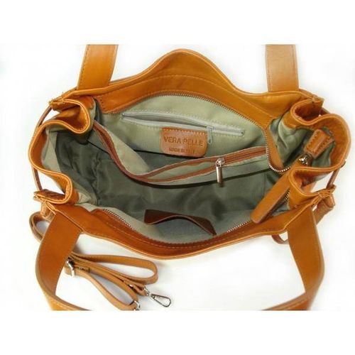 Duża włoska torebka Vera Pelle na ramię ,pojemna Camel WLB199C na Arena.pl
