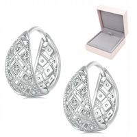 Kolczyki Srebrne S925 FRAISE ażurowe kółka szerokie modne z cyrkoniami