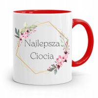 Kubek Czerwony Prezent Dla Cioci Najlepsza Ciocia Z Nadrukiem Ze Zdjęciem