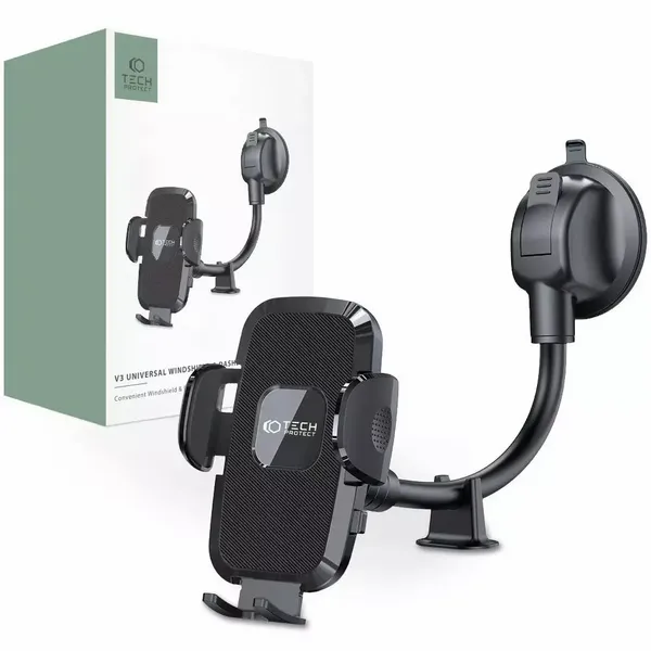 V3 universal long arm windshield & dashboard car mount black zdjęcie 1