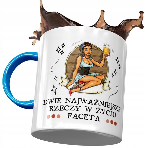 Kubek Błękitny Śmieszny Dwie Najważniejsze Rzeczy Z Nadrukiem Ze Zdjęciem zdjęcie 1