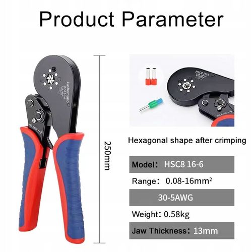16-6 Szczypce zaciskowe 0.08-16mm² Sześciokątne narzędzie do na Arena.pl