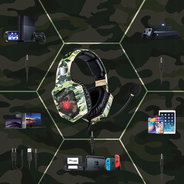 ONIKUMA K8 CAMO SŁUCHAWKI GAMINGOWE NAUSZNE PRZEWODOWE Z MIKROFONEM RGB zdjęcie 6