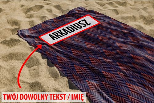 RĘCZNIK Czerwone zygzaki z twoim dowolnym tekstem 130x75cm 017F na Arena.pl