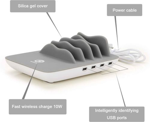 Ładowarka Stacja Ładująca 4 Porty Usb Szara Ayepow na Arena.pl