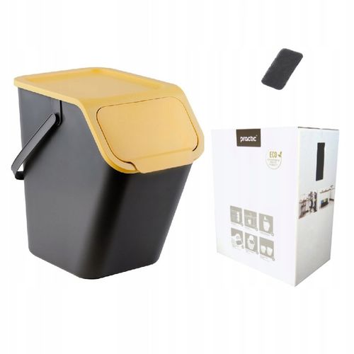 Pojemnik do segregacji odpadów kosz na śmieci metal plastik Bini żółty 25L na Arena.pl