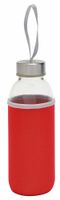Szklana butelka TAKE WELL, czerwony, transparentny