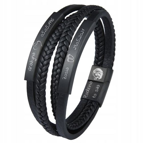 Bransoletka skórzana PODWÓJNA dzień OJCA dla TATY SYNA z GRAWEREM prezent na Arena.pl