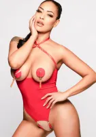 kinky diva coquette cupless & crotchless body - regulowany korpus z paskami