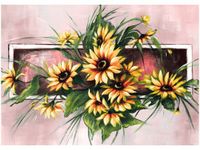 50X70CM SŁONECZNIKI KORALU OBRAZ POKOJU DREWNINE