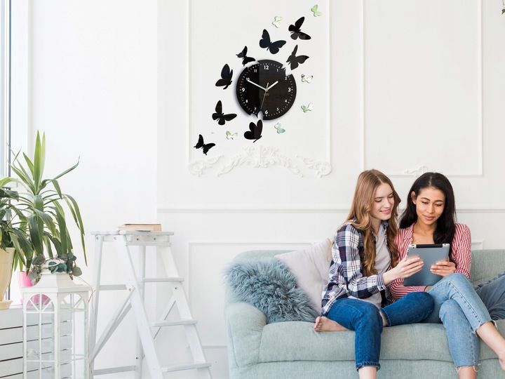 Zegar ścienny MOTYLE 14 czytelny i CICHY - Lustro zdjęcie 4