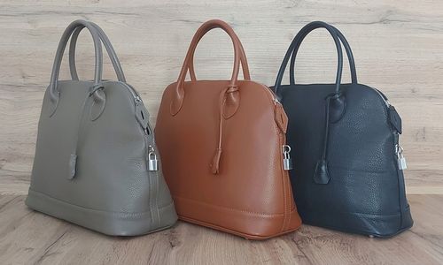 Duży włoski kufer Vera Pelle skórzana pojemna torba A4 Brąz na Arena.pl