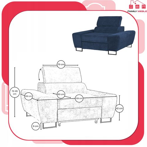 Zestaw mebli wypoczynkowych salon Savio Sofa 3os fotele granat Family Meble na Arena.pl