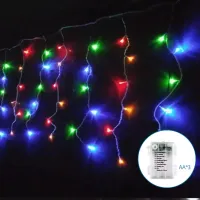 Lampki choinkowe sople 200 LED na 3 baterie AA multikolor 10 m do dekoracji świątecznych