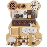 Tablica Manipulacyjna Sensoryczna 10w1 Edukacyjna Drewniana Miś dla Dzieci