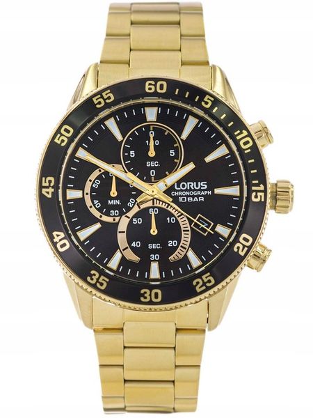 MĘSKI ZEGAREK LORUS RM330JX9 ZŁOTY NA BRANSOLECIE CHRONOGRAF DATA 100M zdjęcie 2
