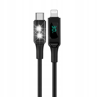 KABEL PRZEWÓD W OPLOCIE Z EKRANEM LED DO IPHONE MFI USB-C - LIGHTNING 1.2M
