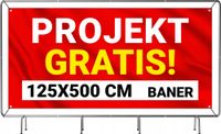 SOLIDNY BANER REKLAMOWY plandeka 125X500 cm LAKIER UV PROJEKT GRATIS