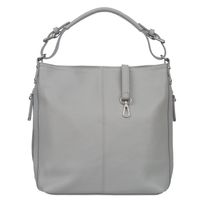 VERA PELLE torebka skórzana elegancka worek z paskiem V566 j.szara