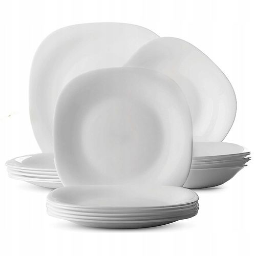 Serwis obiadowy na os 6 osób kwadratowy do zmywarki komplet talerzy biały na Arena.pl