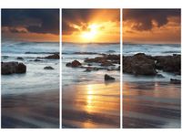 60 90CM OBRAZ 3 ELEM WSCHÓD SŁOŃCA OCEANEM DRUK PŁÓTNO RAMA