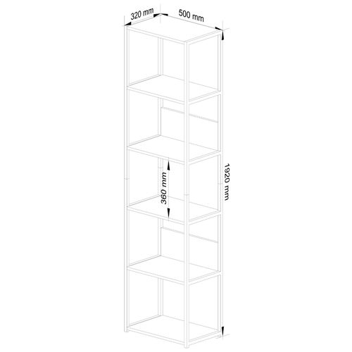 Regał industrialny metalowy 50 cm - czarny-dąb craft - 6 półek na Arena.pl