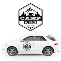 NAKLEJKA NA BOK AUTA dekoracyjna góry las KAMPER camper auto samochód 35cm