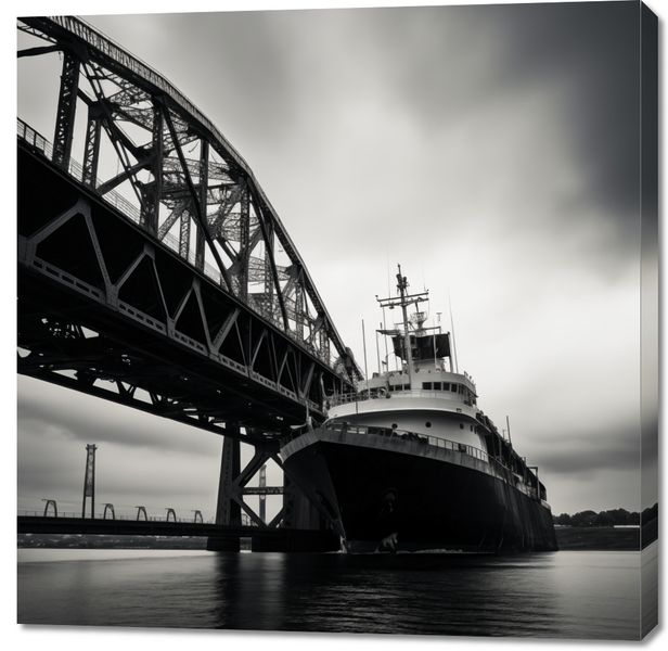 Obraz 100x100cm Statek przy Moście zdjęcie 1