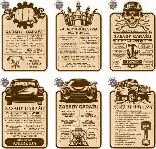 TABLICA ZASADY GARAŻU drewniana GRAWER prezent na dzień chłopaka + IMIĘ na Arena.pl