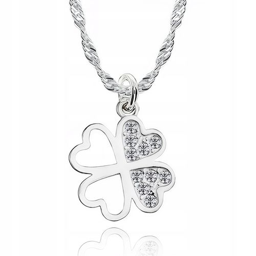 Naszyjnik srebrny 925 koniczynka i cyrkonie idealny prezent dla niej 45 cm na Arena.pl