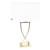 Gabinetowa lampa stołowa Omega metalowa biała złota stojąca